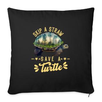 Save the turtles Environmental protection ocean - Sofa pillowcase 17,3'' x 17,3'' (45 x 45 cm) - black - Front