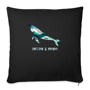 Sauvons les baleines Protection des espèces et bien-être animal - Housse de coussin décorative 45 x 45 cm - noir - Devant