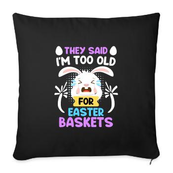 Lapin de Pâques Panier de Pâques Lapin Oeufs de Pâques - Housse de coussin décorative 45 x 45 cm - noir - Devant