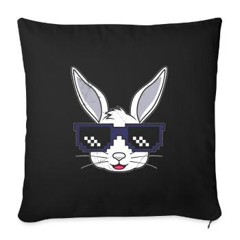Hasengesicht Cooler Osterhase mit Brille - Sofakissenbezug 45 x 45 cm - Schwarz - Vorne