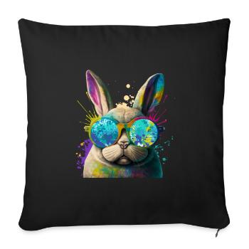 Hasengesicht Cooler Osterhase mit Brille - Sofakissenbezug 45 x 45 cm - Schwarz - Vorne