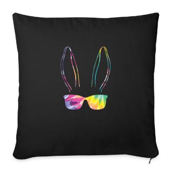 Hasengesicht Cooler Osterhase mit Brille - Sofakissenbezug 45 x 45 cm - Schwarz - Vorne
