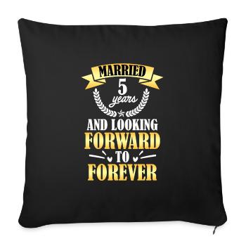 Wooden wedding 5th wedding anniversary - Sofa pillowcase 17,3'' x 17,3'' (45 x 45 cm) - black - Front
