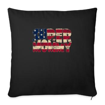 Super maman dans les étoiles et les rayures pour maman - Housse de coussin décorative 45 x 45 cm - noir - Devant