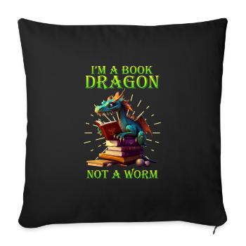 Book Dragon Book lovers and dragon fans - Sofa pillowcase 17,3'' x 17,3'' (45 x 45 cm) - black - Front