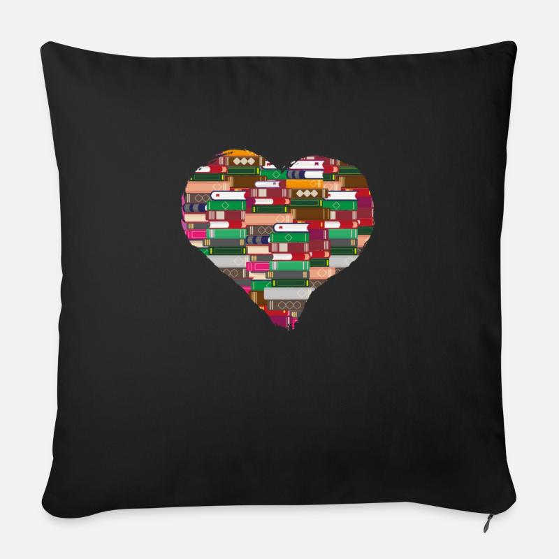 Buchherz Buchliebhaber Leseratten Bücherwurm - Sofakissenbezug 45 x 45 cm - Schwarz