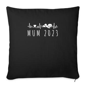 Battement de cœur maman 2023 pour la future maman - Housse de coussin décorative 45 x 45 cm - noir - Devant
