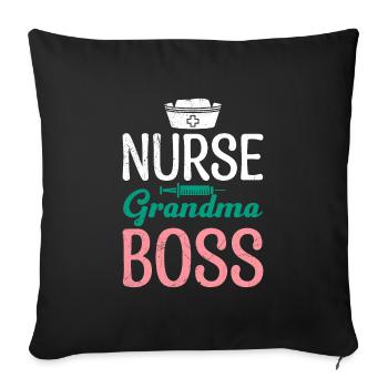 Infirmière Grand-mère patronne Fête des mères Mamie Boss - Housse de coussin décorative 45 x 45 cm - noir - Devant