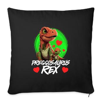 Schwangere Preggosaurus werdende Mütter Mamasaurus - Sofakissenbezug 45 x 45 cm - Schwarz - Vorne