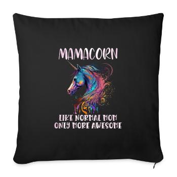 Mamacorn Licorne Fête des mères Mama Licorne cool - Housse de coussin décorative 45 x 45 cm - noir - Devant