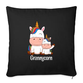 Omacorn Unicorn Fans Grands-mères Licorne - Housse de coussin décorative 45 x 45 cm - noir - Devant