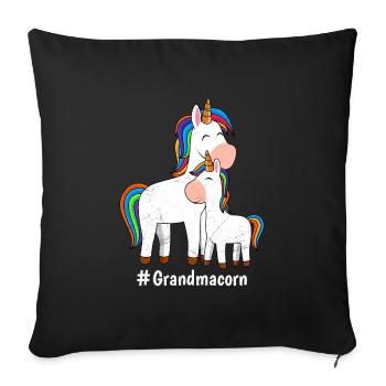 Omacorn Unicorn Fans Fête des mères Licorne Granny - Housse de coussin décorative 45 x 45 cm - noir - Devant