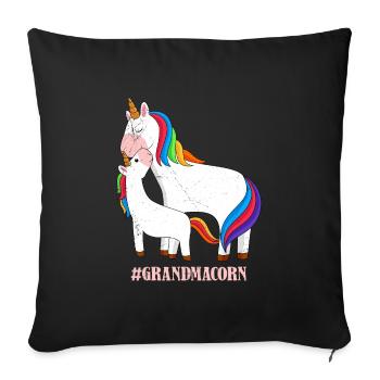 Omacorn Unicorn Fans Fête des mères Licorne Granny - Housse de coussin décorative 45 x 45 cm - noir - Devant