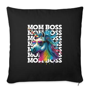 Mama Boss Licorne Fête des mères forte Mama Bossy - Housse de coussin décorative 45 x 45 cm - noir - Devant