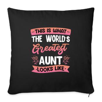 Worlds greatest Aunt beste Tante Muttertag - Sofakissenbezug 45 x 45 cm - Schwarz - Vorne