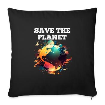 Save Planet Earth Climate and Nature - Sofa pillowcase 17,3'' x 17,3'' (45 x 45 cm) - black - Front