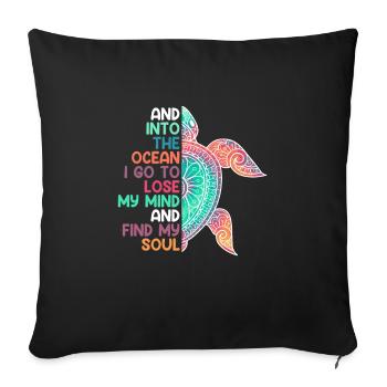 Amour environnemental Save the Ocean Turtle Bien-être animal - Housse de coussin décorative 45 x 45 cm - noir - Devant