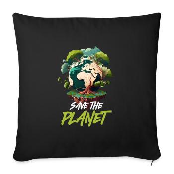 Sauvez la planète Mère Terre Protection de l’environnement - Housse de coussin décorative 45 x 45 cm - noir - Devant