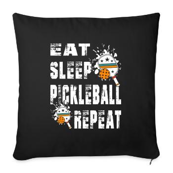 pickleball, t-shirt, - Sofa pillowcase 17,3'' x 17,3'' (45 x 45 cm) - black - Front