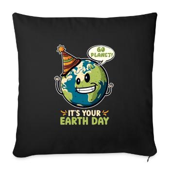 Mission Jour de la Terre Protection de la Terre et du climat Environnement - Housse de coussin décorative 45 x 45 cm - noir - Devant