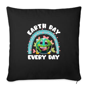 Mission Earth Environmental Protection Earth Day is Every Day - Sofa pillowcase 17,3'' x 17,3'' (45 x 45 cm) - black - Front
