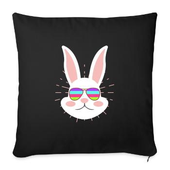 Hasengesicht Cooler Osterhase mit Brille - Sofakissenbezug 45 x 45 cm - Schwarz - Vorne