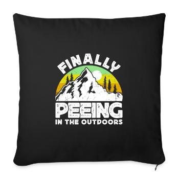 I love peeing outside hikers funny mountains - Sofa pillowcase 17,3'' x 17,3'' (45 x 45 cm) - black - Front