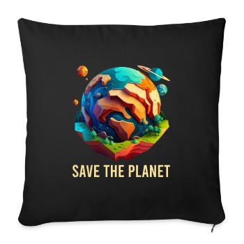 Sauvons notre planète Écologistes Protection du climat - Housse de coussin décorative 45 x 45 cm - noir - Devant