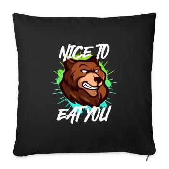 Nature garçon drôle randonneur Ravi de vous manger - Housse de coussin décorative 45 x 45 cm - noir - Devant