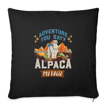 Alpaca my Bags Hiking Funny Mountain Fan Hiker - Sofa pillowcase 17,3'' x 17,3'' (45 x 45 cm) - black - Front