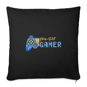 Père-fect papa fête des pères gamer jeux-vidéos - Housse de coussin décorative 45 x 45 cm - noir - Devant