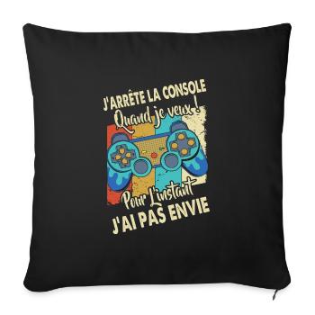 Cadeaux papa fête des pères gamer jeux-vidéos - Housse de coussin décorative 45 x 45 cm - noir - Devant