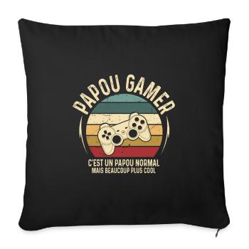 Cadeaux papa fête des pères gamer jeux-vidéos - Housse de coussin décorative 45 x 45 cm - noir - Devant