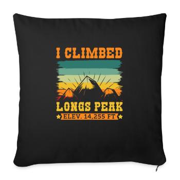 Mountain Fan Longs Peak Mountaineer Randonnée Summit - Housse de coussin décorative 45 x 45 cm - noir - Devant