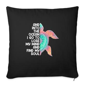 Amour environnemental Save the Ocean Tortue bien-être animal - Housse de coussin décorative 45 x 45 cm - noir - Devant