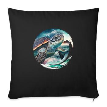 Save the turtles Environmental Protection Ocean - Sofa pillowcase 17,3'' x 17,3'' (45 x 45 cm) - black - Front