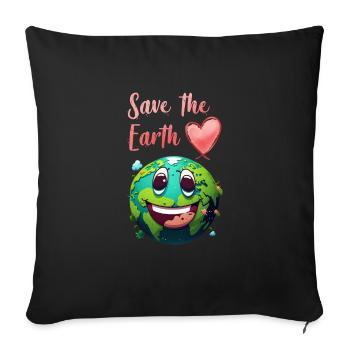 Save the Earth Environmental Protection and Species Conservation - Sofa pillowcase 17,3'' x 17,3'' (45 x 45 cm) - black - Front