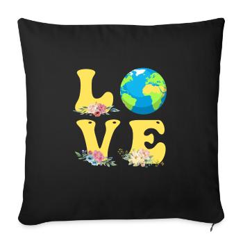 Save the Earth LOVE Mission Earth Environmental Protection - Sofa pillowcase 17,3'' x 17,3'' (45 x 45 cm) - black - Front