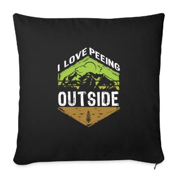I love peeing outside hikers funny mountains - Sofa pillowcase 17,3'' x 17,3'' (45 x 45 cm) - black - Front