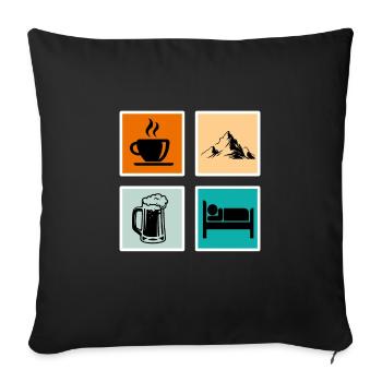 Bergfan Kaffeelover Bierfan Summit Wanderer - Housse de coussin décorative 45 x 45 cm - noir - Devant