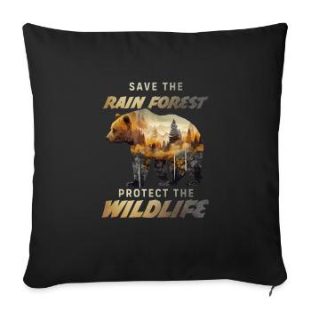 Sauver la forêt tropicale Protection de l’environnement Protection des espèces - Housse de coussin décorative 45 x 45 cm - noir - Devant