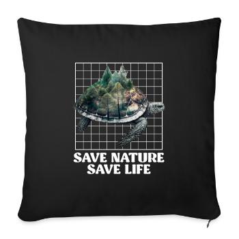 Save Nature Turtles Species Conservation Environment - Sofa pillowcase 17,3'' x 17,3'' (45 x 45 cm) - black - Front