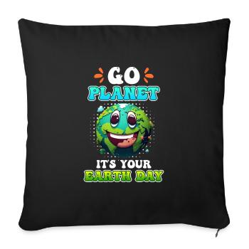 Mission Jour de la Terre Protection de la Terre et du climat Environnement - Housse de coussin décorative 45 x 45 cm - noir - Devant