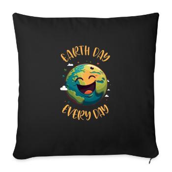 Jour de la Terre 22 avril Mission Protection de l’environnement de la Terre - Housse de coussin décorative 45 x 45 cm - noir - Devant