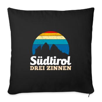 Drei Zinnen Südtirol Bergsteiger und Wanderer - Sofakissenbezug 45 x 45 cm - Schwarz - Vorne
