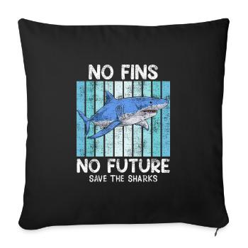 Save Sharks Animal Welfare Sharks Save the Ocean - Sofa pillowcase 17,3'' x 17,3'' (45 x 45 cm) - black - Front