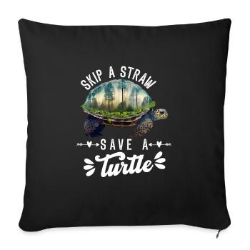 Sauvons les tortues Protection de l’environnement Océan - Housse de coussin décorative 45 x 45 cm - noir - Devant