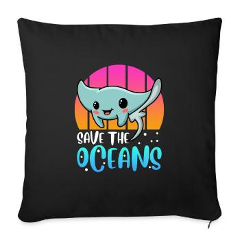 Sauvons l’océan Protection de l’environnement Conservation des espèces Jour de la Terre - Housse de coussin décorative 45 x 45 cm - noir - Devant