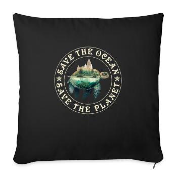 Save the Turtles Save the Ocean Conservation - Housse de coussin décorative 45 x 45 cm - noir - Devant