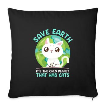 Save Earth Cat Lovers Species Conservation Environment - Sofa pillowcase 17,3'' x 17,3'' (45 x 45 cm) - black - Front